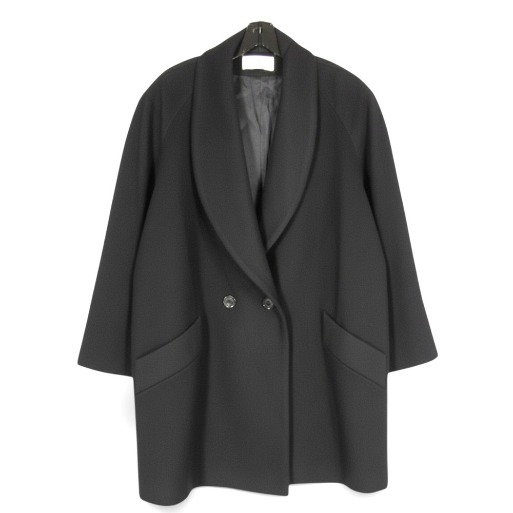 PRESTON & YORK Lined MERINO WOOL Black DOUBLE BREASTED Pea Coat JACKET Sz 18X